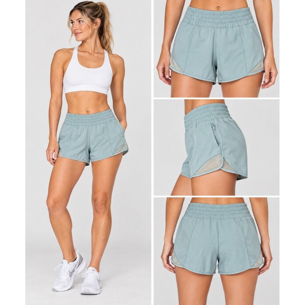 Lululemon Speed Up Blue Gray Mesh Panels Zip Pocket Lined Athletic Short Size 4